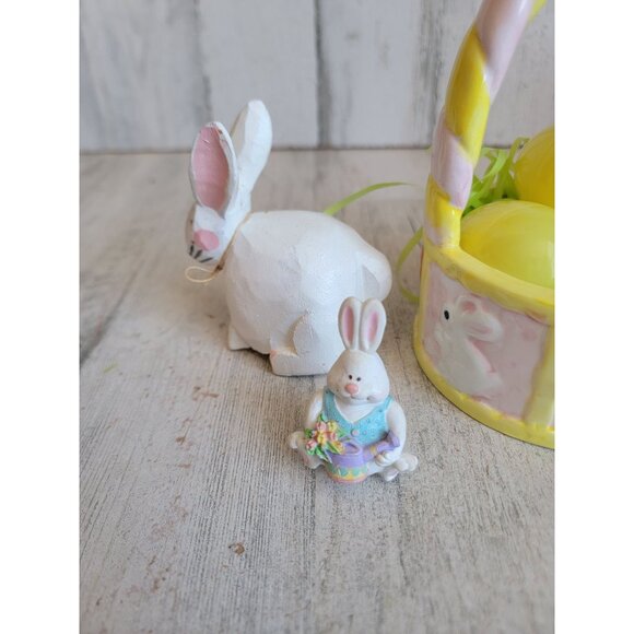 Vintage Easter bunny egg variety basket Springs set home decor figure - Picture 8 of 8